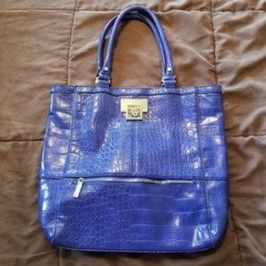 Anne Klein Blue Medium Tote Croc Print